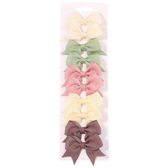 Solid Color Ribbon Bow Hair Clip Set