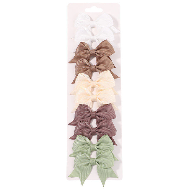 Solid Color Ribbon Bow Hair Clip Set