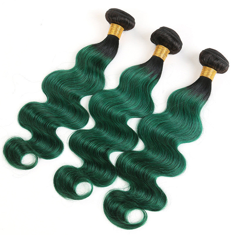 T1B green body wave hair