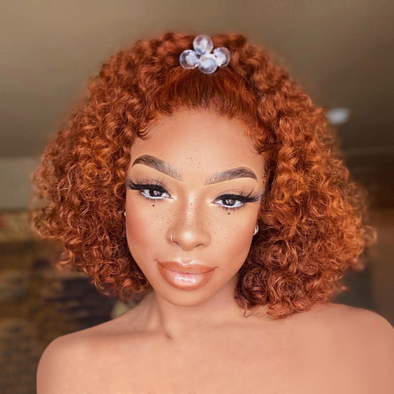 Beauty Wig Medium Orange African Small Curl Wig High Temperature Silk Rose