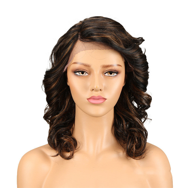 Real Hair Headgear Women Hair Stitch Lace Wig Long Curly Hair