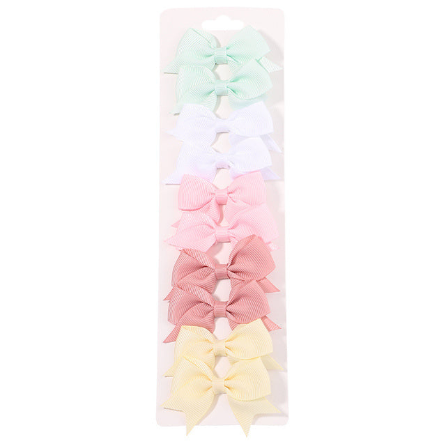 Solid Color Ribbon Bow Hair Clip Set