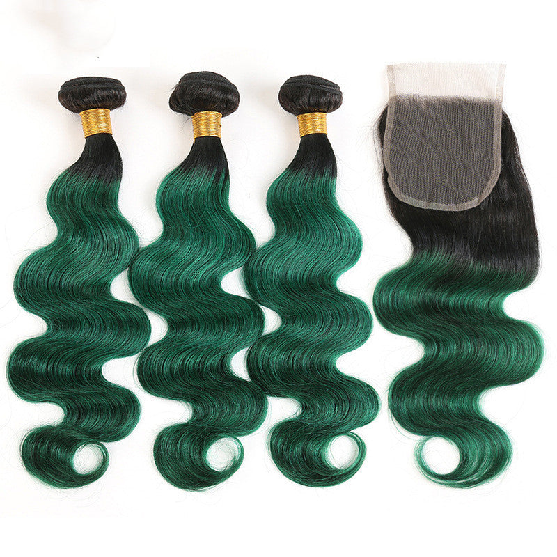 T1B green body wave hair