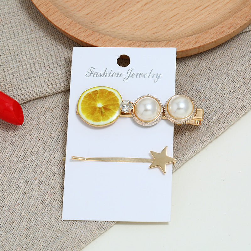 Fruit Hair Clip Set Pearl Pearl Clip