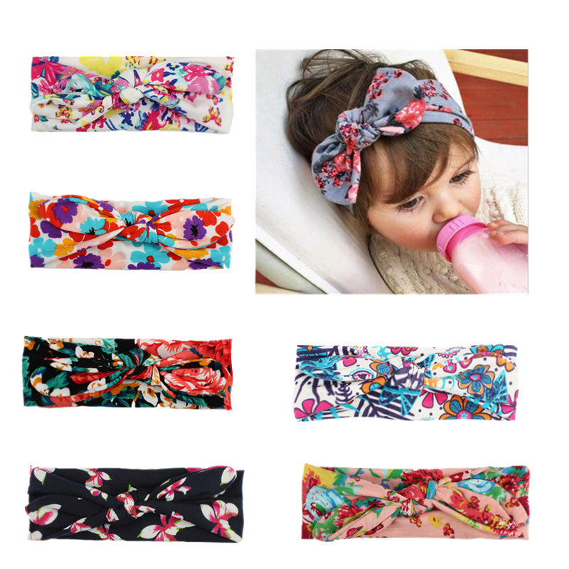 Kids baby print knotted headband