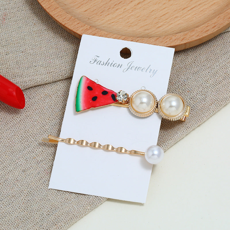 Fruit Hair Clip Set Pearl Pearl Clip