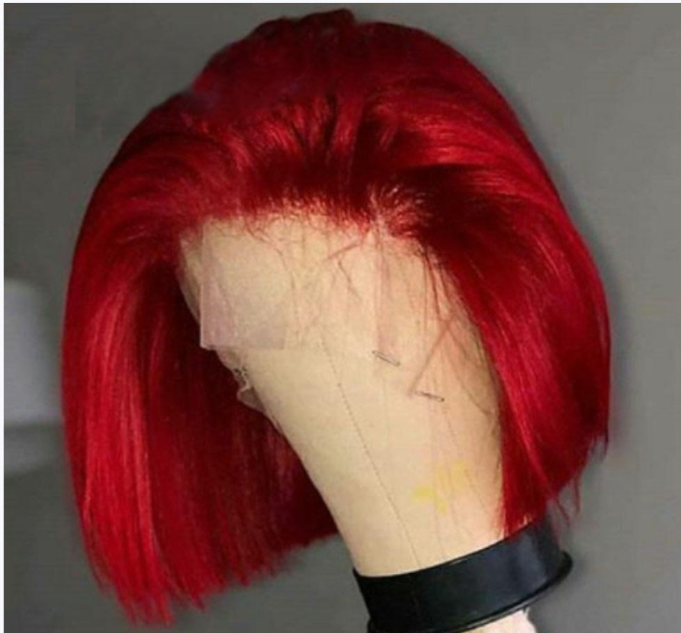 Partially Divided Big Red BOB Short Hair