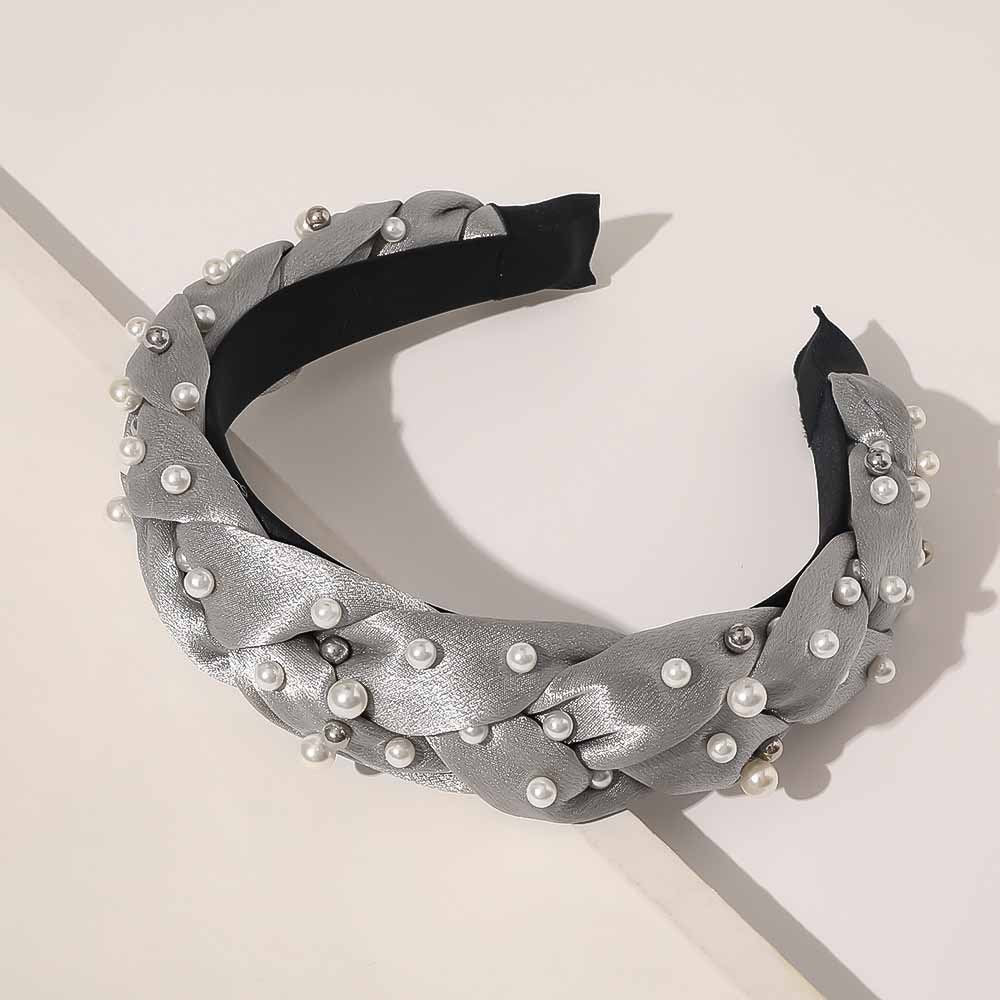 Crossed Wide-sided Knotted Pearl Headband