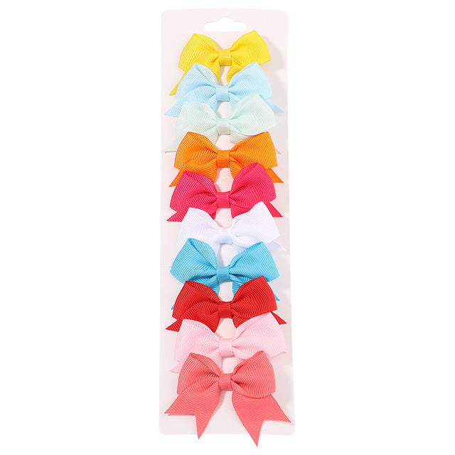 Solid Color Ribbon Bow Hair Clip Set