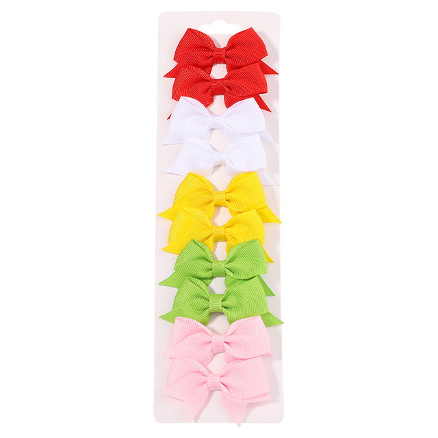 Solid Color Ribbon Bow Hair Clip Set