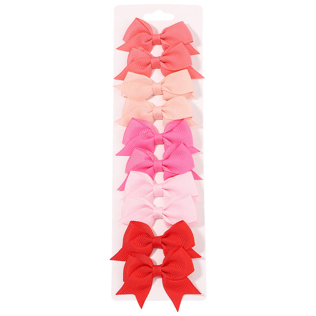 Solid Color Ribbon Bow Hair Clip Set