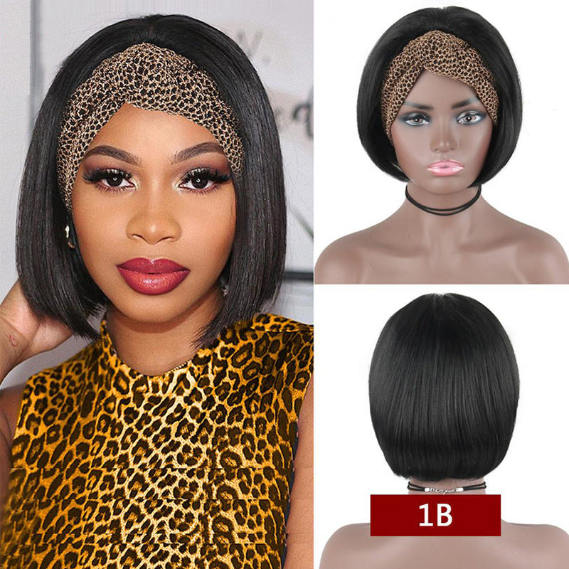 Headband Wig Human Hair Straight Bob Wigs