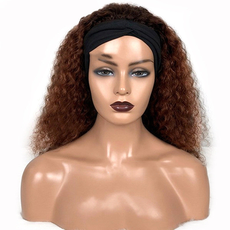 Human Hair Jerry Curly Headband Wigs