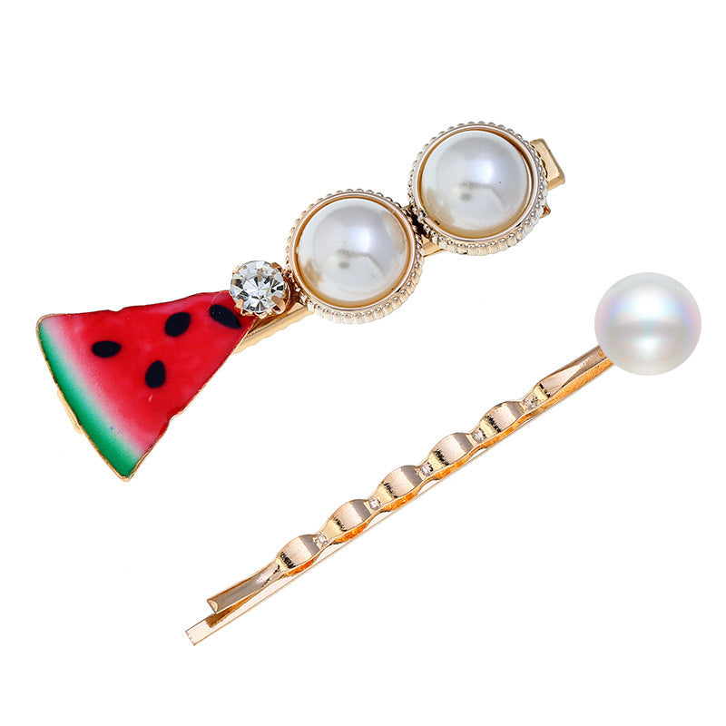 Fruit Hair Clip Set Pearl Pearl Clip