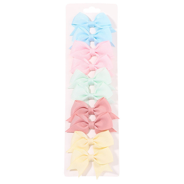 Solid Color Ribbon Bow Hair Clip Set