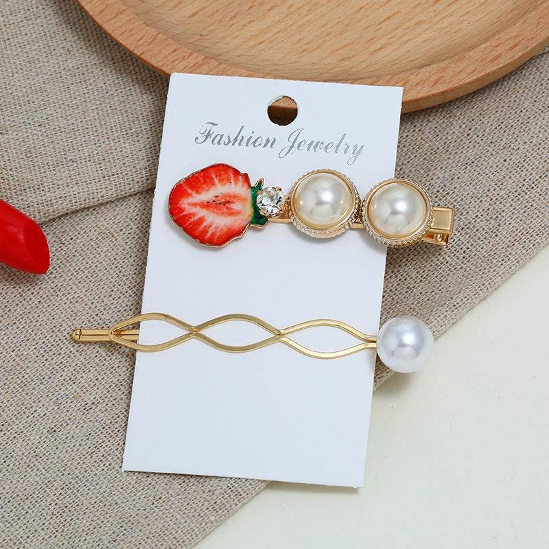 Fruit Hair Clip Set Pearl Pearl Clip