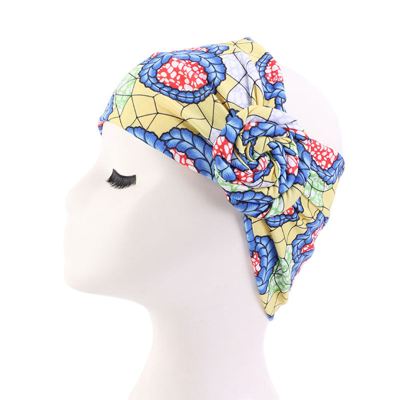 New Ethnic Style Wide Hair Band Headgear Vortex Flower Knotted Headband