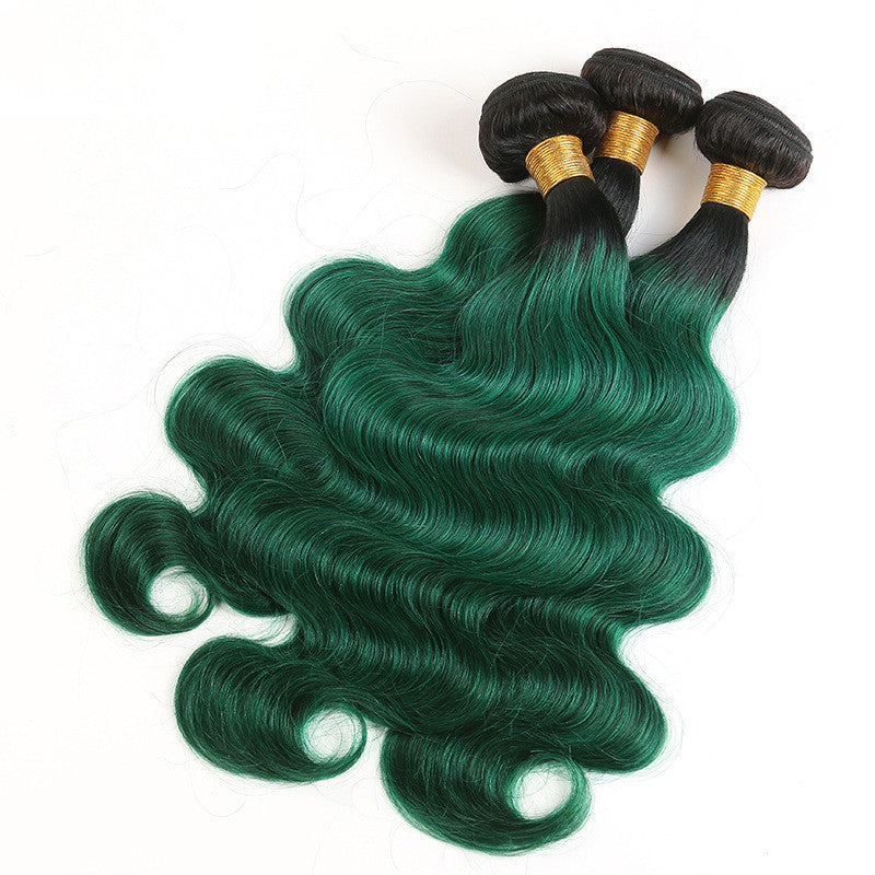 T1B green body wave hair