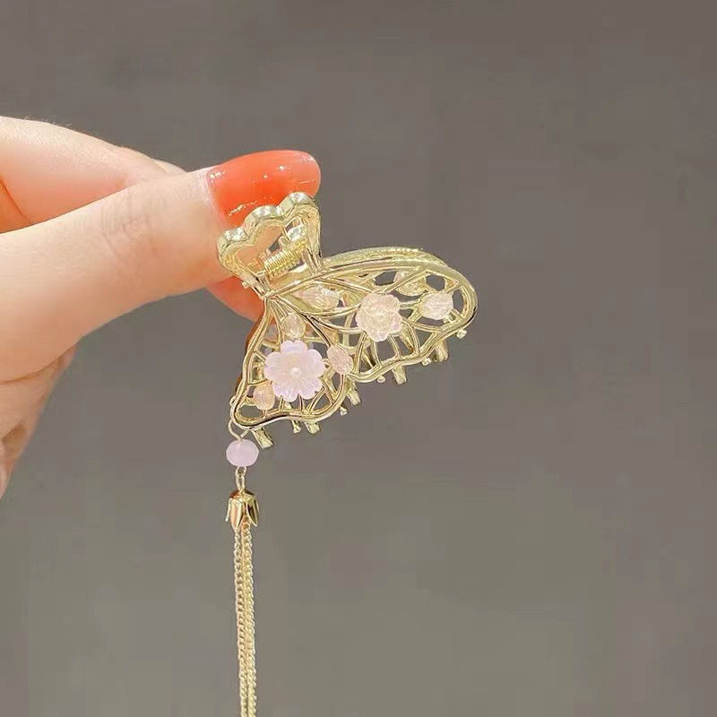 Butterfly Small Jaw Clip Alloy Hair Retro Style Elegant Fairy Small Tassel Shark