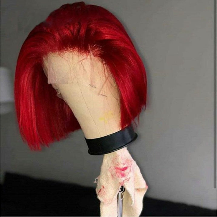 Partially Divided Big Red BOB Short Hair