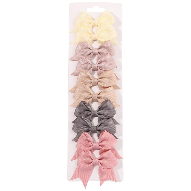 Solid Color Ribbon Bow Hair Clip Set