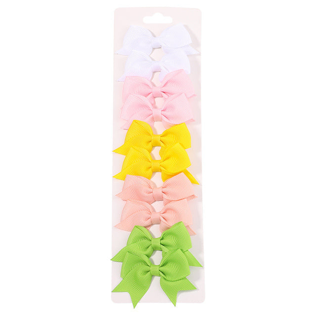 Solid Color Ribbon Bow Hair Clip Set