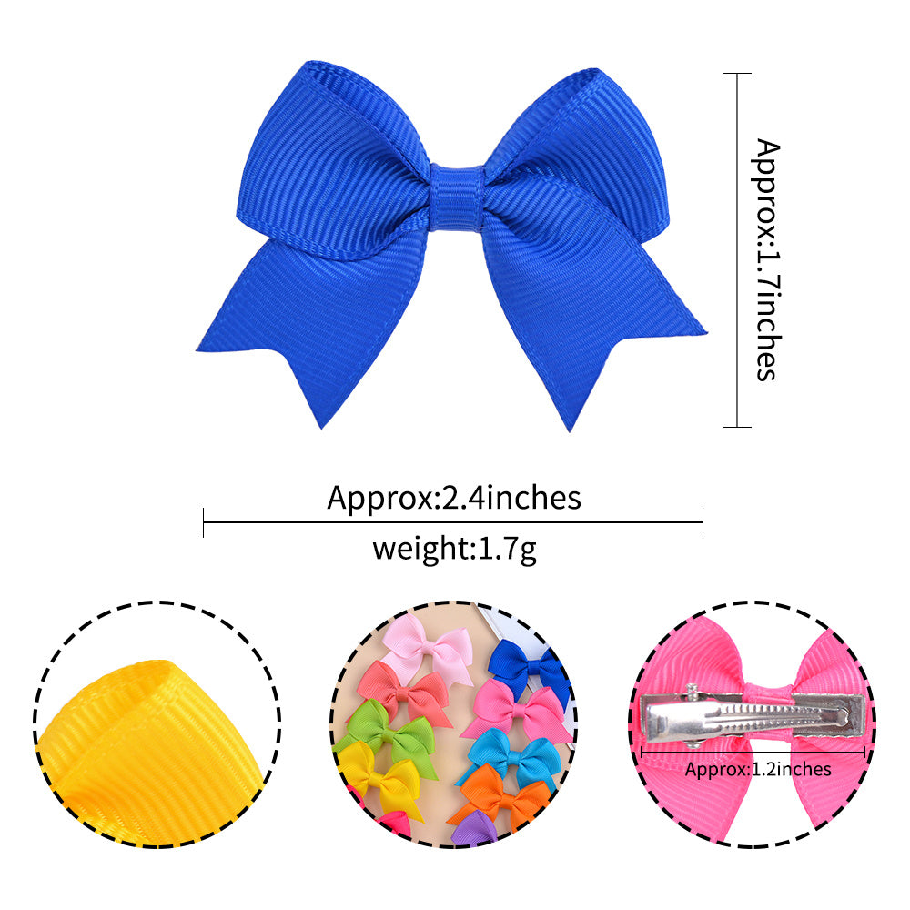 Solid Color Ribbon Bow Hair Clip Set