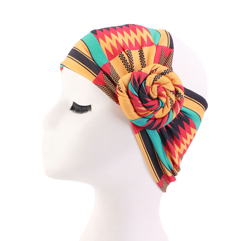 New Ethnic Style Wide Hair Band Headgear Vortex Flower Knotted Headband