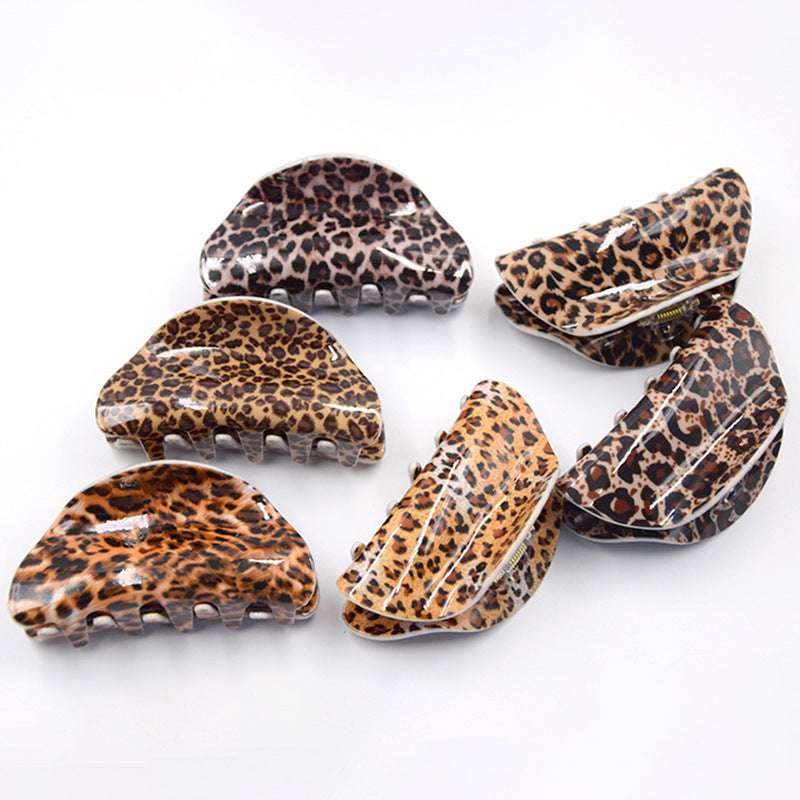 Simple Acrylic Hair Jaw Clip 83CM Leopard Print