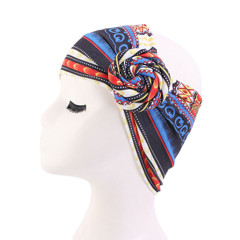 New Ethnic Style Wide Hair Band Headgear Vortex Flower Knotted Headband