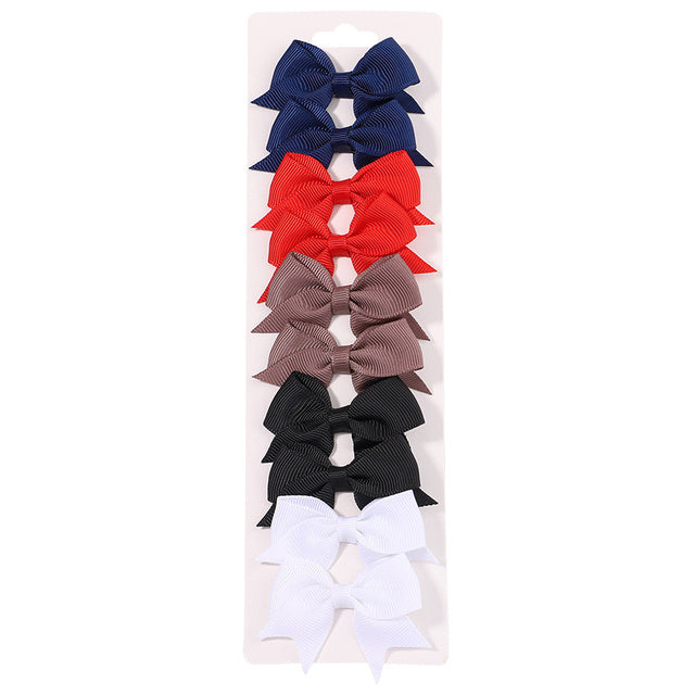 Solid Color Ribbon Bow Hair Clip Set